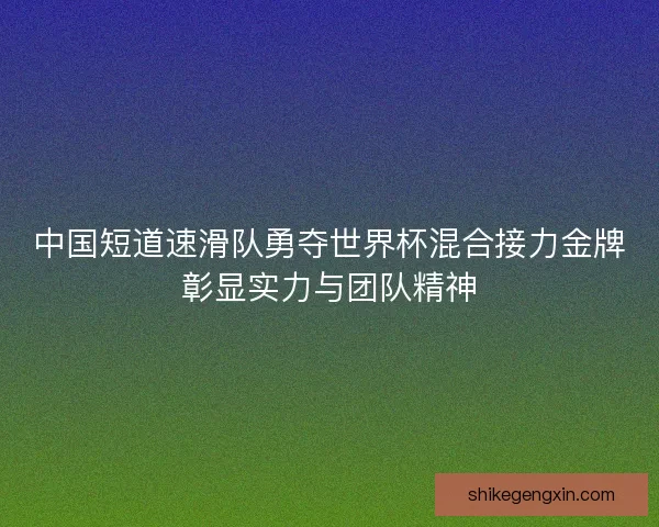 中国短道速滑队勇夺世界杯混合接力金牌彰显实力与团队精神